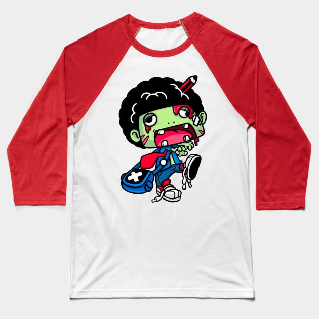 Afro Zombie (Front Design) | Halloween Baseball T-Shirt by Epy